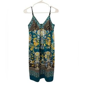 Ice Blue and Gold Sleeveless Sundress